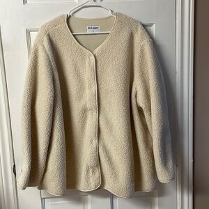 Old Navy Collarless Sherpa Snap Front 
Fleece Jacket in cream Women’s size 3X